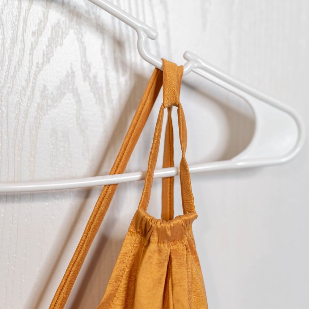 Best Cody Mustard Cross Strap Zip Mini Flare Dress - Medium - Picture 3 of 7